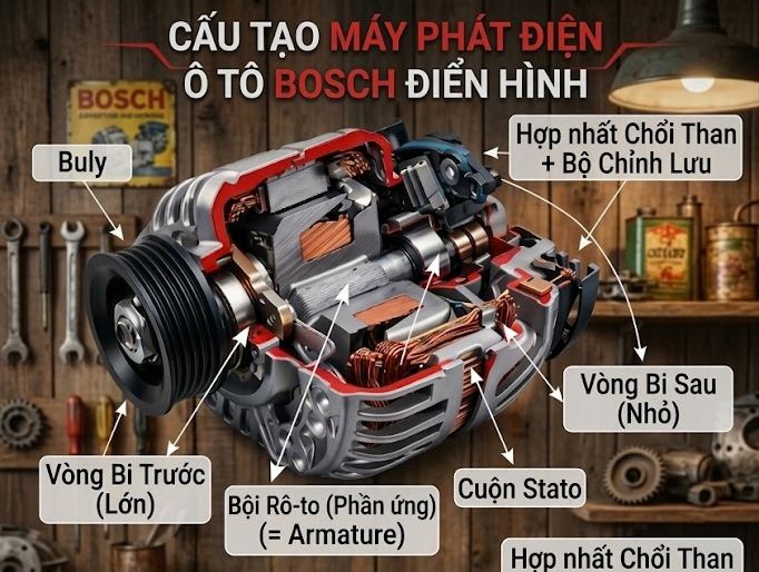 Sự thật ít ai biết về máy phát điện Ô Tô:  Máy phát điện tạo ta AC hay DC?